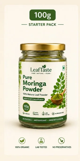 LeafTaste Pure Moringa Powder 100g jar