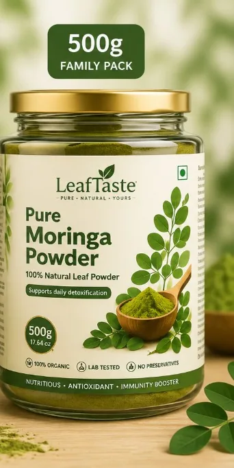 LeafTaste Pure Moringa Powder 500g jar